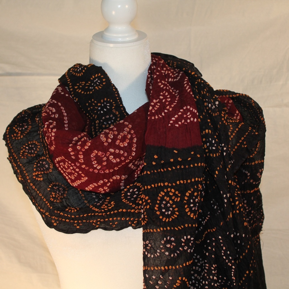 Large black & maroon wrap, 80x40